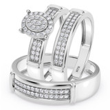 Photo of Omella 1/4 ct tw. Diamond Oval Cluster Trio Set 10K White Gold [BT2259W-C000]