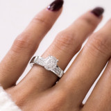 Photo of Omella 1/10 ct tw. Oval Cluster Engagement Ring 10K White Gold [BT2259WE-C000]