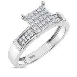 Photo of Omella 1/10 ct tw. Diamond Princess Cluster Engagement Ring 10K White Gold [BT2260WE-C000]