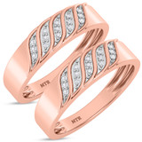 Photo of Isidor 1/8 ct tw. Diamond Same Sex Mens Band Set 14K Rose Gold [WM2263R]