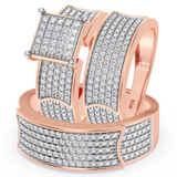 Photo of Berthold 1 ct tw. Diamond Princess Cluster Trio Set 10K Rose Gold [BT2261R-C000]
