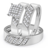 Photo of Isidor 1/4 ct tw. Diamond Cushion Cluster Trio Set 14K White Gold [BT2263W-C000]