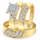 Photo of Isidor 1/4 ct tw. Diamond Cushion Cluster Trio Set 10K Yellow Gold [BT2263Y-C000]