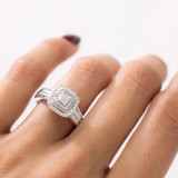 Photo of Ortwin 1/4 ct tw. Diamond Cushion Cluster Engagement Ring 14K White Gold [BT2264WE-C000]