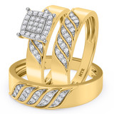 Photo of Isidor 1/4 ct tw. Diamond Cushion Cluster Trio Set 14K Yellow Gold [BT2263Y-C000]