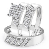 Photo of Isidor 1/4 ct tw. Diamond Cushion Cluster Trio Set 10K White Gold [BT2263W-C000]