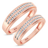 Photo of Ortwin 1/4 ct tw. Diamond Wedding Band Set 10K Rose Gold [WB2264R]