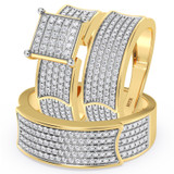 Photo of Berthold 1 ct tw. Diamond Princess Cluster Trio Set 10K Yellow Gold [BT2261Y-C000]