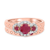 Photo of Azaleia 1 Carat T.W. Ruby and Diamond Matching Bridal Ring Set 14K Rose Gold [BR2077R-C000]