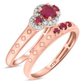 Photo of Azaleia 1 Carat T.W. Ruby and Diamond Matching Bridal Ring Set 14K Rose Gold [BR2077R-C000]