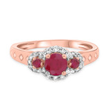 Photo of Azaleia 1 Carat T.W. Ruby and Diamond Matching Bridal Ring Set 14K Rose Gold [BT2077RE-C000]