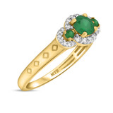 Photo of Azaleia 1 1/3 CT. T.W. Emerald and Diamond Trio Matching Wedding Ring Set 10K Yellow Gold [BT2147YE-C000]