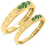 Photo of Azaleia 1/3 CT. T.W. Emerald and Diamond Matching Wedding Band Set 14K Yellow Gold [WB2147Y]