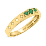 Photo of Azaleia 1/3 CT. T.W. Emerald and Diamond Matching Wedding Band Set 14K Yellow Gold [BT2147YM]