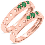 Photo of Azaleia 1/4 Carat T.W. Emerald and Diamond Matching Wedding Band Set 14K Rose Gold [WM2147R]