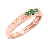Photo of Azaleia 1/4 Carat T.W. Emerald and Diamond Matching Wedding Band Set 14K Rose Gold [BT2147RM]