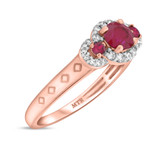 Photo of Azaleia 1 1/3 CT. T.W. Ruby and Diamond Trio Matching Wedding Ring Set 10K Rose Gold [BT2077RE-C000]