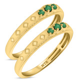 Photo of Azaleia 1/5 CT. T.W. Emerald and Diamond Same Sex Ladies Band Set 10K Yellow Gold [WL2147Y]