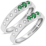 Photo of Azaleia 1/4 CT. T.W. Emerald and Diamond Matching Wedding Band Set 10K White Gold [WM2147W]