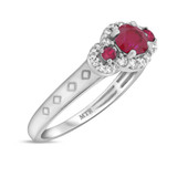 Photo of Azaleia 1 CT. T.W. Ruby and Diamond Matching Bridal Ring Set 14K White Gold [BT2077WE-C000]