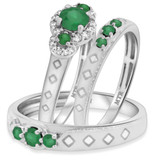 Photo of Azaleia 1 1/3 Carat T.W. Emerald and Diamond Trio Matching Wedding Ring Set 10K White Gold [BT2147W-C000]