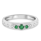 Photo of Azaleia 1/4 CT. T.W. Emerald and Diamond Matching Wedding Band Set 14K White Gold [BT2147WM]