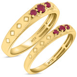Photo of Azaleia 1/3 Carat T.W. Ruby and Diamond Matching Wedding Band Set 10K Yellow Gold [WB2077Y]
