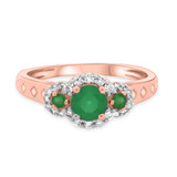 Photo of Azaleia 1 1/3 CT. T.W. Emerald and Diamond Trio Matching Wedding Ring Set 10K Rose Gold [BT2147RE-C000]
