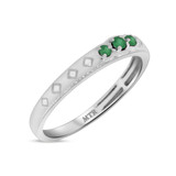 Photo of Azaleia 1 1/3 CT. T.W. Emerald and Diamond Trio Matching Wedding Ring Set 14K White Gold [BT2147WL]