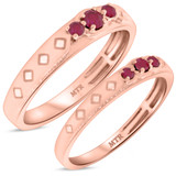 Photo of Azaleia 1/3 CT. T.W. Ruby and Diamond Matching Wedding Band Set 10K Rose Gold [WB2077R]
