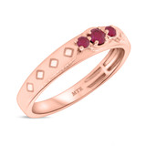 Photo of Azaleia 1/3 CT. T.W. Ruby and Diamond Matching Wedding Band Set 10K Rose Gold [BT2077RM]