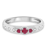 Photo of Azaleia 1/4 CT. T.W. Ruby and Diamond Matching Wedding Band Set 10K White Gold [BT2077WM]