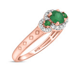 Photo of Azaleia 1 CT. T.W. Emerald and Diamond Matching Bridal Ring Set 14K Rose Gold [BT2147RE-C000]