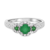 Photo of Azaleia 1 CT. T.W. Emerald and Diamond Matching Bridal Ring Set 10K White Gold [BT2147WE-C000]