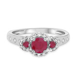 Photo of Azaleia 1 1/3 CT. T.W. Ruby and Diamond Trio Matching Wedding Ring Set 10K White Gold [BT2077WE-C000]