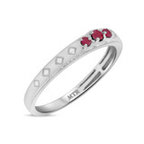 Photo of Azaleia 1 1/3 CT. T.W. Ruby and Diamond Trio Matching Wedding Ring Set 10K White Gold [BT2077WL]