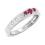 Photo of Azaleia 1 1/3 CT. T.W. Ruby and Diamond Trio Matching Wedding Ring Set 10K White Gold [BT2077WM]