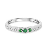 Photo of Azaleia 1/3 CT. T.W. Emerald and Diamond Matching Wedding Band Set 14K White Gold [BT2147WL]