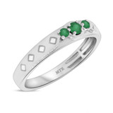 Photo of Azaleia 1/3 CT. T.W. Emerald and Diamond Matching Wedding Band Set 14K White Gold [BT2147WM]