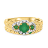 Photo of Azaleia 1 Carat T.W. Emerald and Diamond Matching Bridal Ring Set 10K Yellow Gold [BR2147Y-C000]