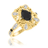Photo of Fatima 1 1/2 Carat T.W. Black Diamond (Treated) Oval Solitaire Bridal Set 14K Yellow Gold [BT220YE-C000]