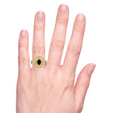 Photo of Fatima 1 1/2 Carat T.W. Black Diamond (Treated) Oval Solitaire Bridal Set 14K Yellow Gold [BR220Y-C000] [HT]