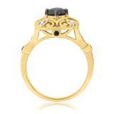 Photo of Fatima 1 1/2 Carat T.W. Black Diamond (Treated) Oval Solitaire Bridal Set 10K Yellow Gold [BT220YE-C000]