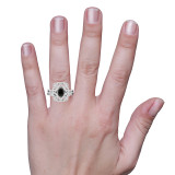 Photo of Fatima 1 1/2 Carat T.W. Black Diamond (Treated) Oval Solitaire Bridal Set 10K White Gold [BR220W-C000] [HT]