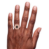 Photo of Fatima 1 1/2 Carat T.W. Black Diamond (Treated) Oval Solitaire Bridal Set 10K Rose Gold [BR220R-C000] [HT-4]
