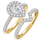 Photo of Adeola 1 3/4 ct tw. Lab Grown Diamond Pear Solitaire Bridal Set 10K Yellow Gold [BR2305Y-M095]