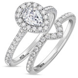 Photo of Adeola 1 1/3 ct tw. Diamond Pear Solitaire Bridal Set 14K White Gold [BR2300W-F070]
