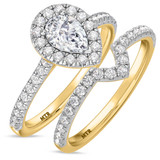 Photo of Adeola 1 1/3 ct tw. Diamond Pear Solitaire Bridal Set 14K Yellow Gold [BR2300Y-F070]
