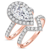 Photo of Adeola 4 1/5 ct tw. Lab Grown Diamond Pear Solitaire Bridal Set 10K Rose Gold [BR2307R-M295]