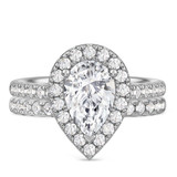 Photo of Adeola 3 ct tw. Diamond Pear Solitaire Bridal Set 10K White Gold [BR2302W-F195]